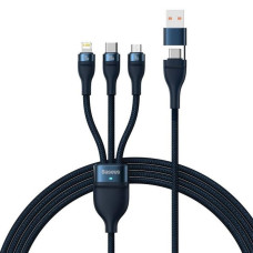 BASEUS kábel 3v1 USB A / Typ C na Micro USB / Lightning / Typ C PD QC 5A 100W CASS030103 1,2 m modrý