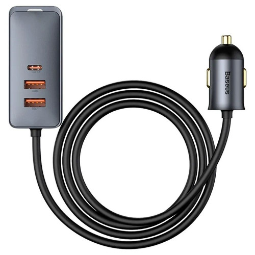 BASEUS nabíjačka do auta 2 x USB A + 2 x typ C s káblom PD3.0 QC4.0 3A 120W CCBT-A0G 1,5 m sivá