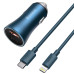 BASEUS nabíjačka do auta USB A + typ C + kábel typu C na Lightning PD QC4.0 3A 40W TZCCJD-03 modrá