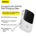 BASEUS powerbank 10 000 mAh so zabudovaným káblom Lightning + kábel USB A na typ C PD QC3.0 3A 20W PPQD020002 biela