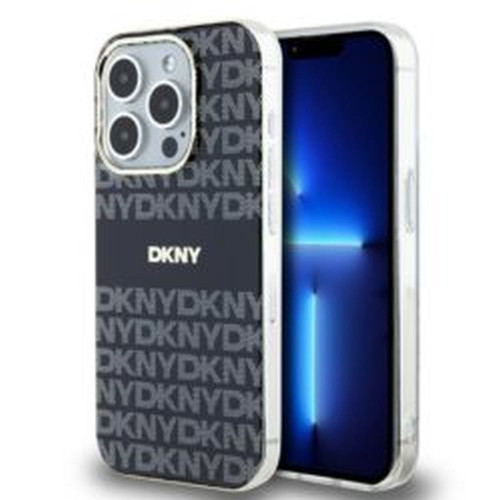 DKNY puzdro pre IPHONE 14 Pro kompatibilné s MagSafe DKHMP14LHRHSEK (DKNY HC MagSafe PC TPU Repeat Texture Pattern W/ Stripe) čierne