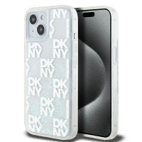 DKNY puzdro pre IPHONE 15 DKHCP15SLCPEPT (DKNY HC Liquid Glitters W/Checkered Pattern) white