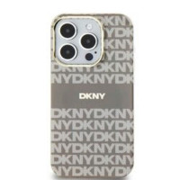 DKNY puzdro pre IPHONE 15 kompatibilné s MagSafe DKHMP15SHRHSEE (DKNY HC MagSafe PC TPU Repeat Texture Pattern W/ Stripe) béžové