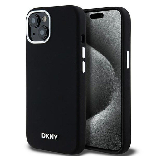 DKNY puzdro pre IPHONE 15 Plus kompatibilné s MagSafe DKHMP15MSMCHLK (DKNY HC MagSafe Silicone W/Horizontal Metal Logo) čierne