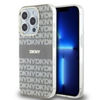 DKNY puzdro pre IPHONE 15 Pro kompatibilné s MagSafe DKHMP15LHRHSEE (DKNY HC MagSafe PC TPU Repeat Texture Pattern W/ Stripe) béžové