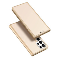 DUX DUCIS Skin Pro - hladké kožené puzdro pre Samsung Galaxy S23 Ultra gold