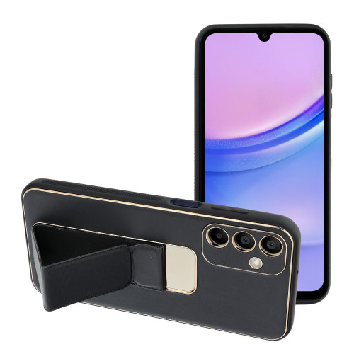 Kožené puzdro KICKSTAND pre SAMSUNG A15 5G / A15 4G čierne