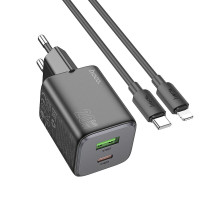 Nabíjačka HOCO USB A + Typ C + kábel Typ C na Lightning PD QC 3A 20W N41 čierna