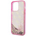 Originálne puzdro GUESS GUHCP14LLC4PSGP pre iPhone 14 PRO (Liquid Glitter 4G Translucent / pink)