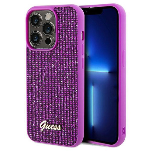 Originálne puzdro GUESS GUHCP14LPMSDGSF pre iPhone 14 Pro (Disco Script Metal / fuschia)