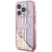 Originálne puzdro GUESS GUHCP15LLFCSEGP pre iPhone 15 Pro (Liquid Glitter Gold Stripes / pink)