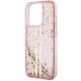 Originálne puzdro GUESS GUHCP15LLFCSEGP pre iPhone 15 Pro (Liquid Glitter Gold Stripes / pink)