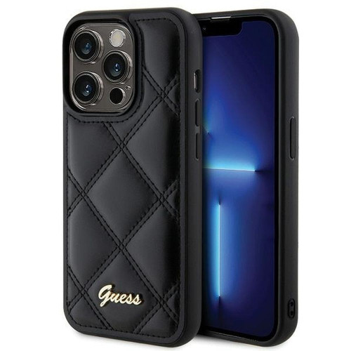 Originálne puzdro GUESS GUHCP15LPSQSQSK pre iPhone 15 Pro (Quilted Metal Logo / black)