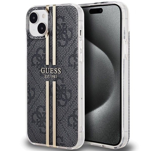 Originálne puzdro GUESS GUHCP15SH4PSEGK pre iPhone 15 (4G Gold Stripe / black)