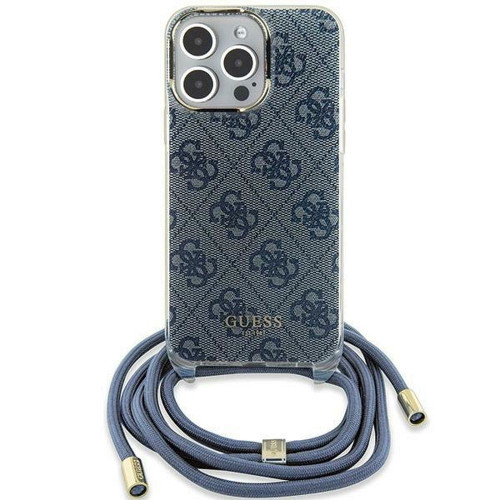 Originálne puzdro GUESS GUHCP15SHC4SEB pre iPhone 15 (Crossbody Cord 4G Print / blue)