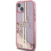 Originálne puzdro GUESS GUHCP15SLFCSEGP pre iPhone 15 (Liquid Glitter Gold Stripes / pink)