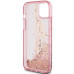 Originálne puzdro GUESS GUHCP15SLFCSEGP pre iPhone 15 (Liquid Glitter Gold Stripes / pink)