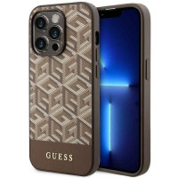 Originálne puzdro GUESS GUHMP14LHGCFSEW pre iPhone 14 PRO (kompatibilné s Magsafe GCUBE Stripes / hnedé)