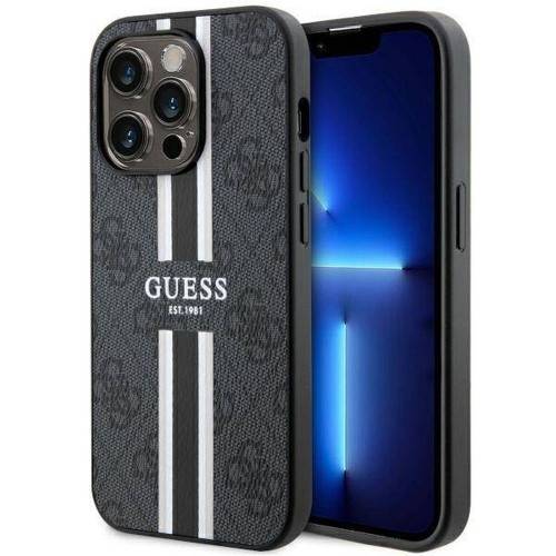 Originálne puzdro GUESS GUHMP14LP4RPSK pre iPhone 14 PRO (kompatibilné s Magsafe 4G Printed Stripes / black)