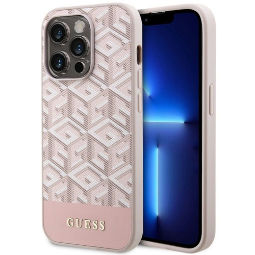 Originálne puzdro GUESS GUHMP14XHGCFSEP pre iPhone 14 PRO MAX (kompatibilné s Magsafe GCUBE Stripes / ružové)