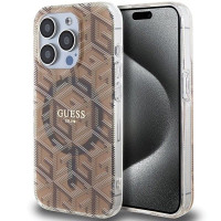 Originálne puzdro GUESS GUHMP15LHGCUSTGW pre iPhone 15 Pro (kompatibilné s Magsafe / IML GCUBE / hnedé)