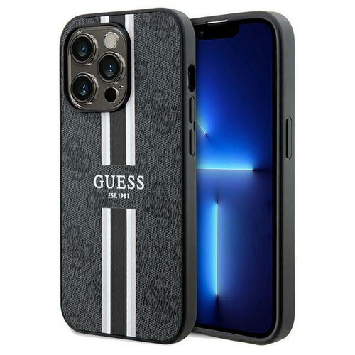 Originálne puzdro GUESS GUHMP15LP4RPSK pre iPhone 15 Pro (kompatibilné s Magsafe 4G Printed Stripes / black)