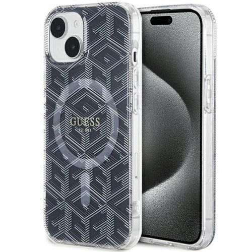 Originálne puzdro GUESS GUHMP15MHGCUSTGK pre iPhone 15 Plus (kompatibilné s Magsafe / IML GCUBE / čierne)