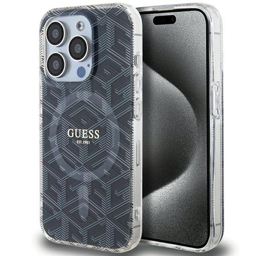 Originálne puzdro GUESS GUHMP15XHGCUSTGK pre iPhone 15 Pro Max (kompatibilné s Magsafe / IML GCUBE / čierne)