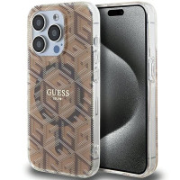 Originálne puzdro GUESS GUHMP15XHGCUSTGW pre iPhone 15 Pro Max (kompatibilné s Magsafe / IML GCUBE / hnedé)