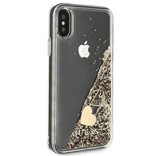 Originálne puzdro GUESS GUOHCPXGLHFLGO pre iPhone X / Xs (Charms 2 Liquid Glitter / gold)