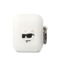 Originálne puzdro KARL LAGERFELD KLA2RUNCHH pre Apple Airpods 1 / 2 (3D Sil NFT Choupette / biele)