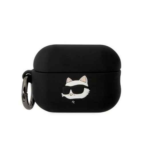 Originálne puzdro KARL LAGERFELD KLAP2RUNCHK pre Apple Airpods Pro 2 (3D Sil NFT Choupette / čierne)