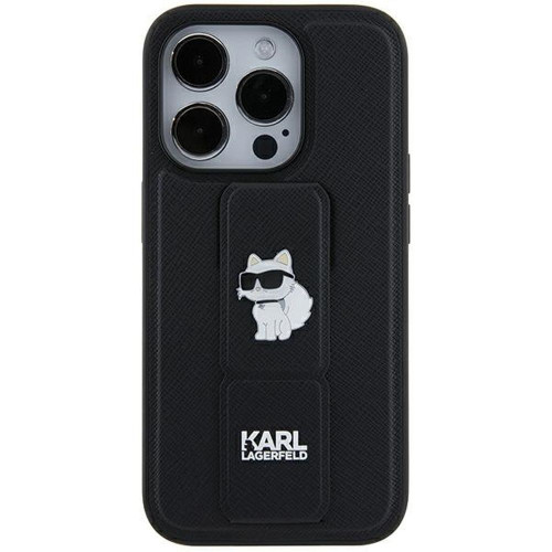 Originálne puzdro KARL LAGERFELD KLHCN61GSACHPK pre iPhone 11 (Gripstand Saffiano choupette PIN / black)