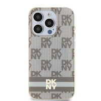 Puzdro DKNY pre IPHONE 11 kompatibilné s MagSafe DKHMN61HCPTSE (DKNY HC MagSafe PC TPU Checkered Pattern W/Printed Stripes) béžové