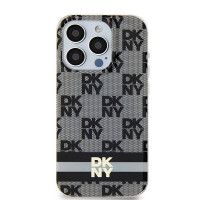 Puzdro DKNY pre IPHONE 14 kompatibilné s MagSafe DKHMP14SHCPTSK (DKNY HC MagSafe PC TPU Checkered Pattern W/Printed Stripes) čierne