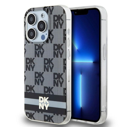 Puzdro DKNY pre IPHONE 14 Pro kompatibilné s MagSafe DKHMP14LHCPTSK (DKNY HC MagSafe PC TPU Checkered Pattern W/Printed Stripes) čierne