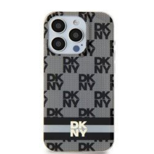 Puzdro DKNY pre IPHONE 15 kompatibilné s MagSafe DKHMP15SHCPTSK (DKNY HC MagSafe PC TPU Checkered Pattern W/Printed Stripes) čierne