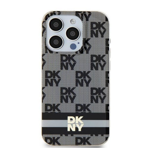 Puzdro DKNY pre IPHONE 15 Plus kompatibilné s MagSafe DKHMP15MHCPTSK (DKNY HC MagSafe PC TPU Checkered Pattern W/Printed Stripes) čierne