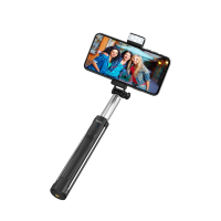Bezdrôtová selfie tyč a tripod so svetlom - Čierna